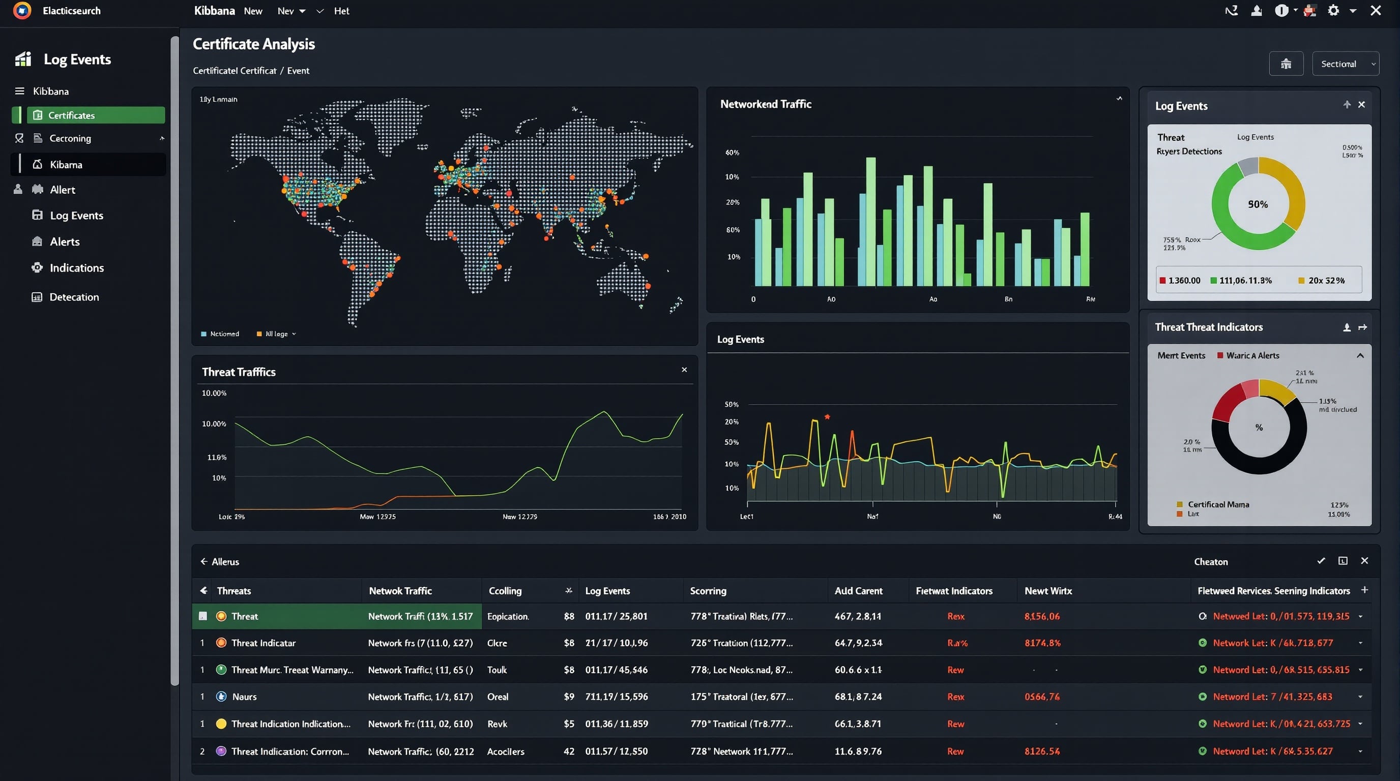 Kibana dashboard showing SSL certificate analysis