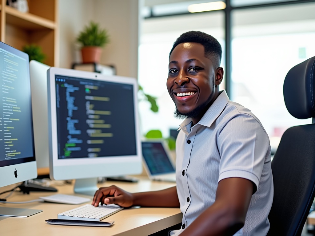 Douglas Kwarteng at multi-monitor workspace